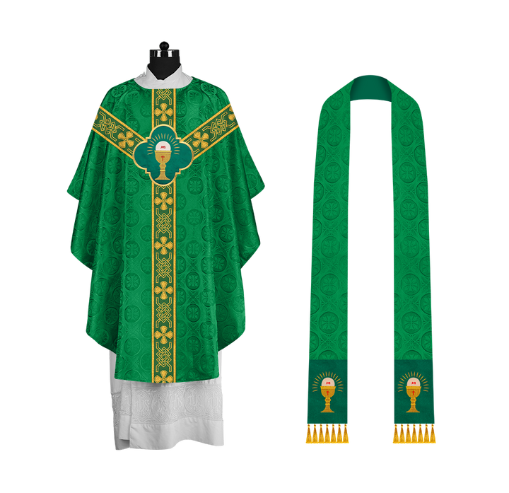 Pastor Chasuble with Embroidered Motif and Braided Orphrey