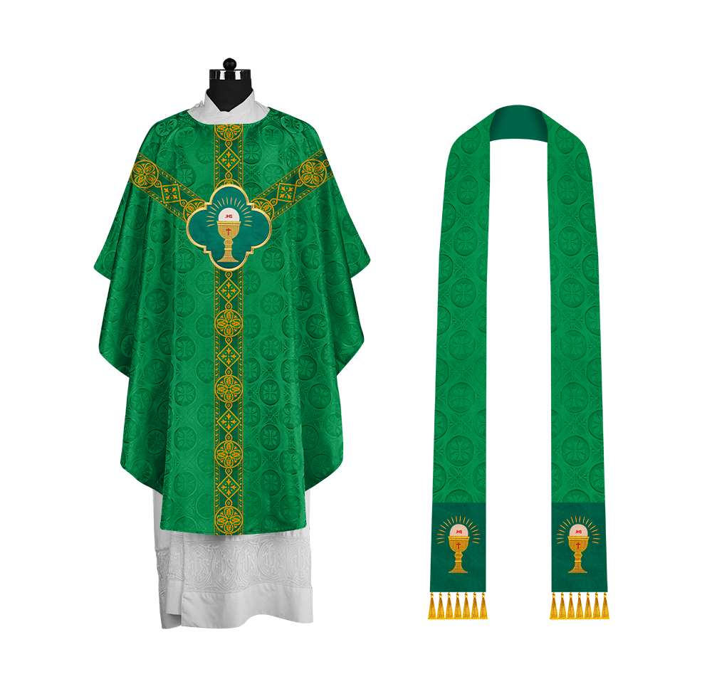 Gothic Liturgical Chasuble with Woven Braids and Spiritual Motif
