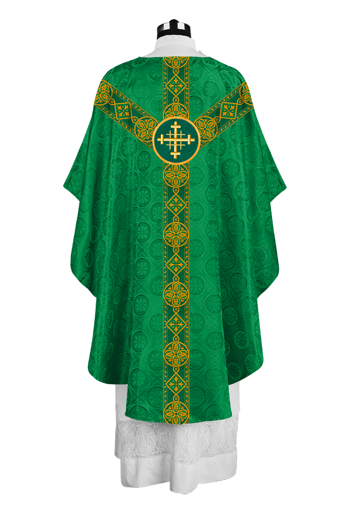 Liturgical Gothic Chasuble with Fine Lace Orphrey and Motif