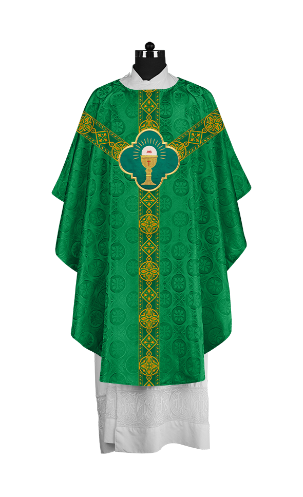 Gothic Liturgical Chasuble with Woven Braids and Spiritual Motif
