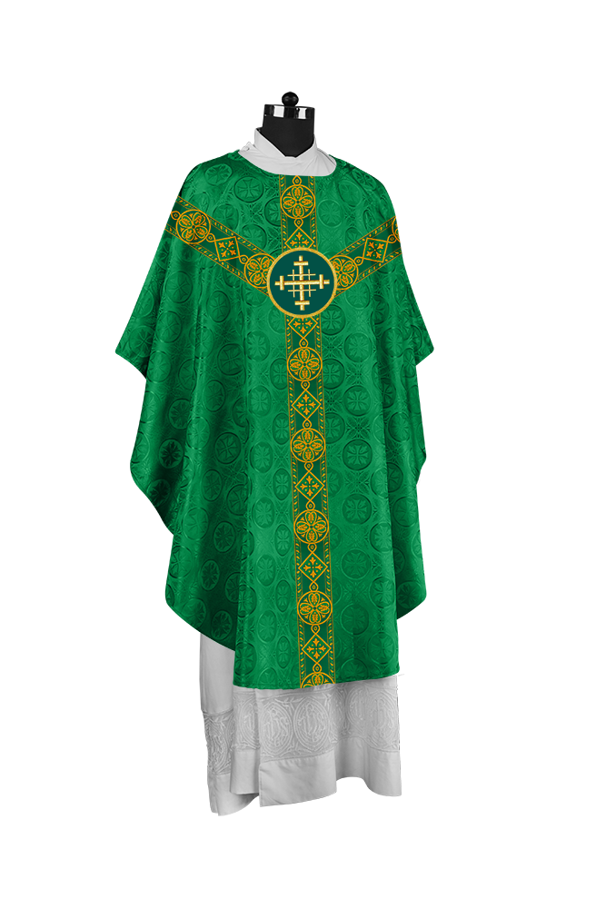 Liturgical Gothic Chasuble with Fine Lace Orphrey and Motif