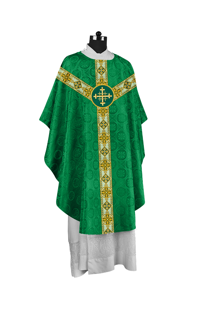 Elegant Gothic Chasuble with Ornate Braided Orphrey