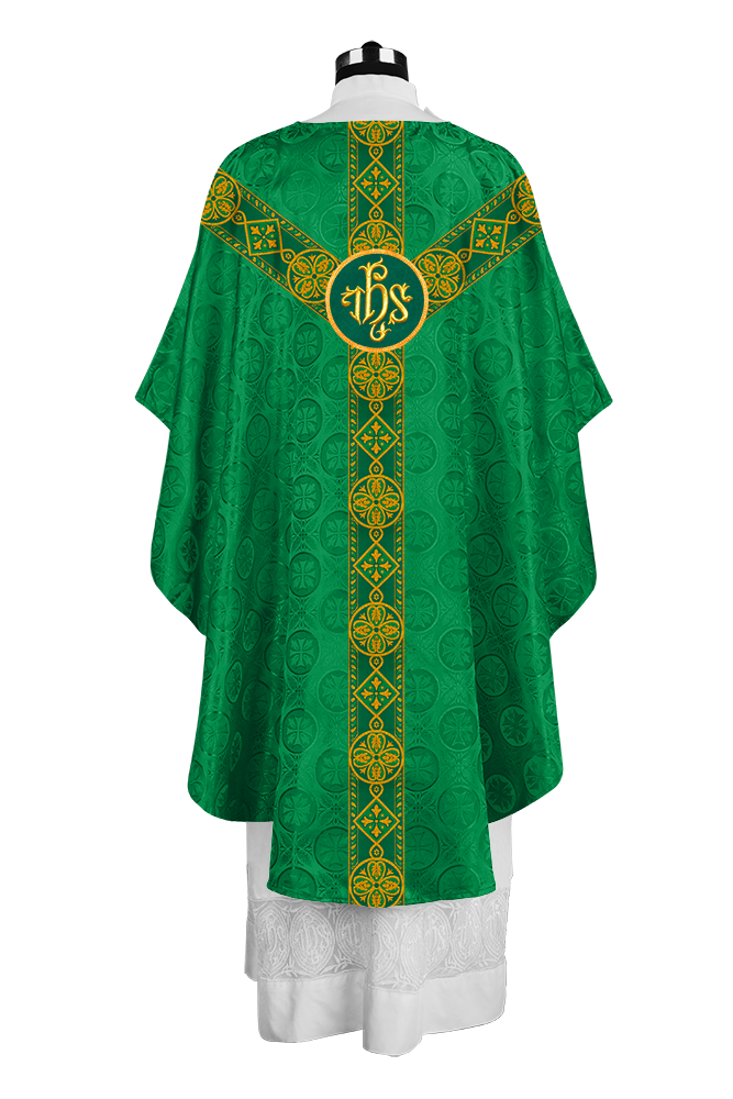 Liturgical Gothic Chasuble with Fine Lace Orphrey and Motif