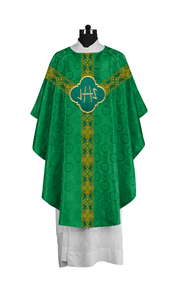 Gothic Liturgical Chasuble with Woven Braids and Spiritual Motif