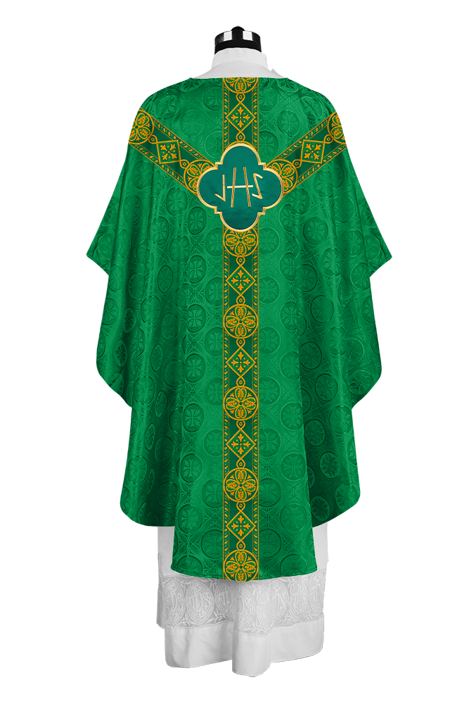Gothic Liturgical Chasuble with Woven Braids and Spiritual Motif