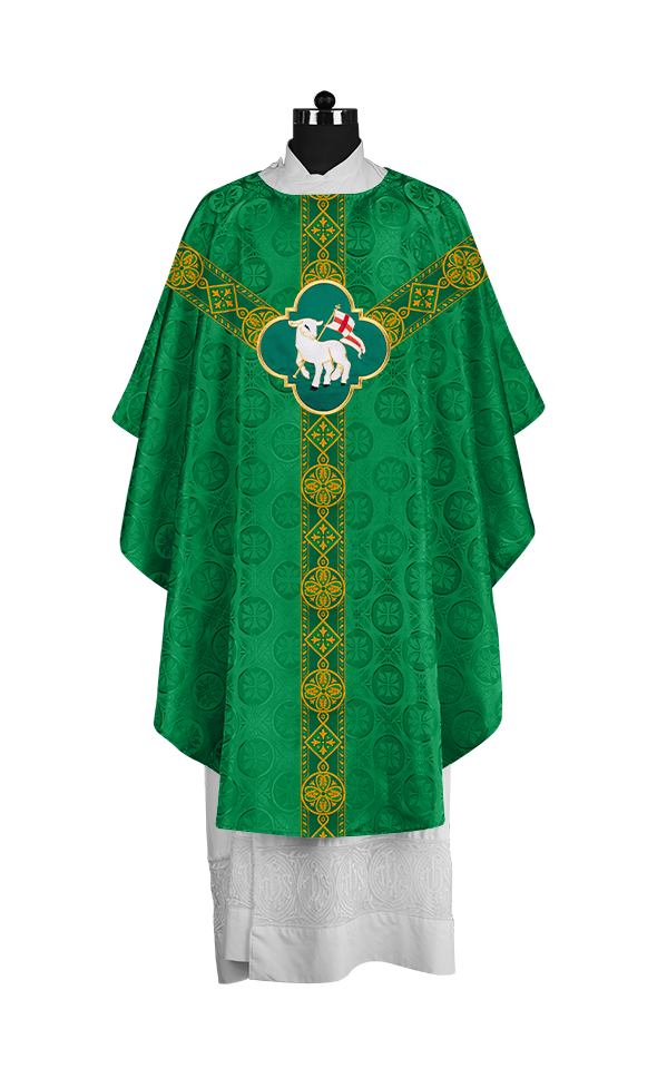 Gothic Liturgical Chasuble with Woven Braids and Spiritual Motif