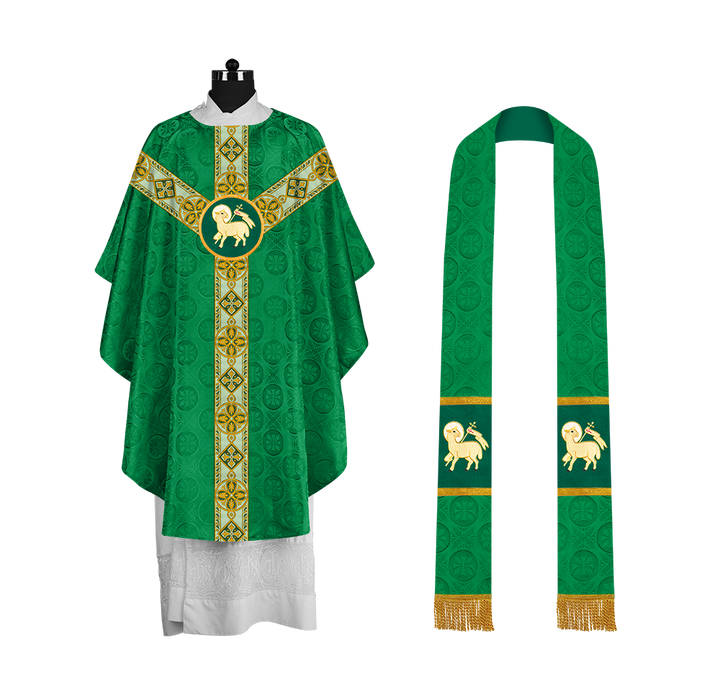Elegant Gothic Chasuble with Ornate Braided Orphrey