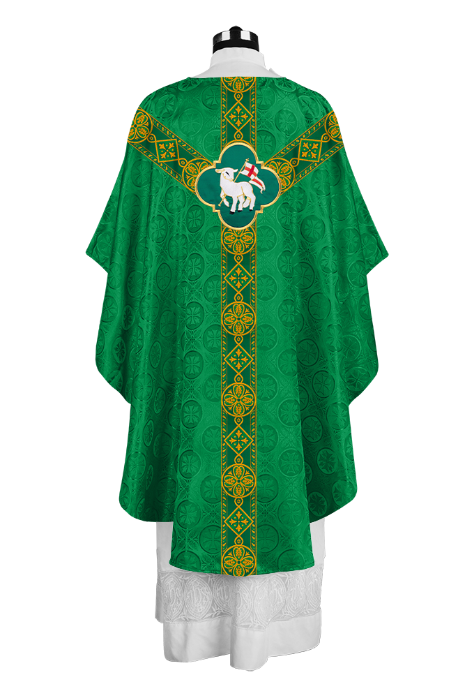 Gothic Liturgical Chasuble with Woven Braids and Spiritual Motif