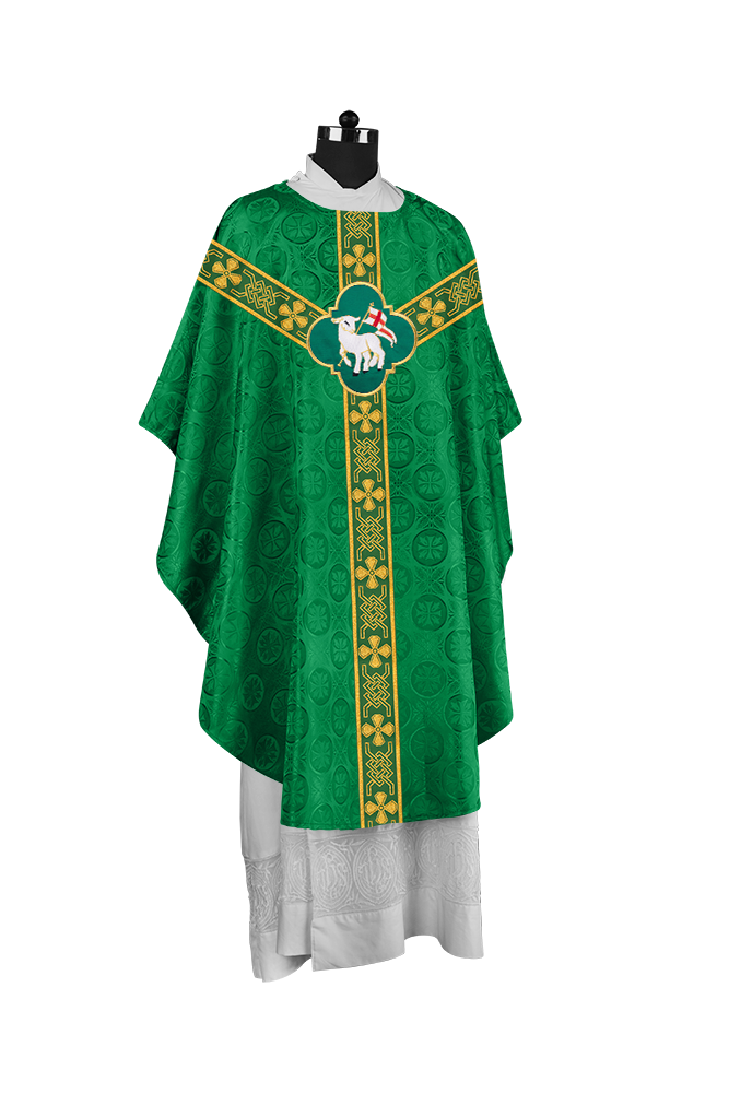 Pastor Chasuble with Embroidered Motif and Braided Orphrey