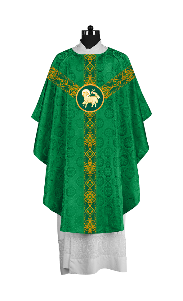 Liturgical Gothic Chasuble with Fine Lace Orphrey and Motif