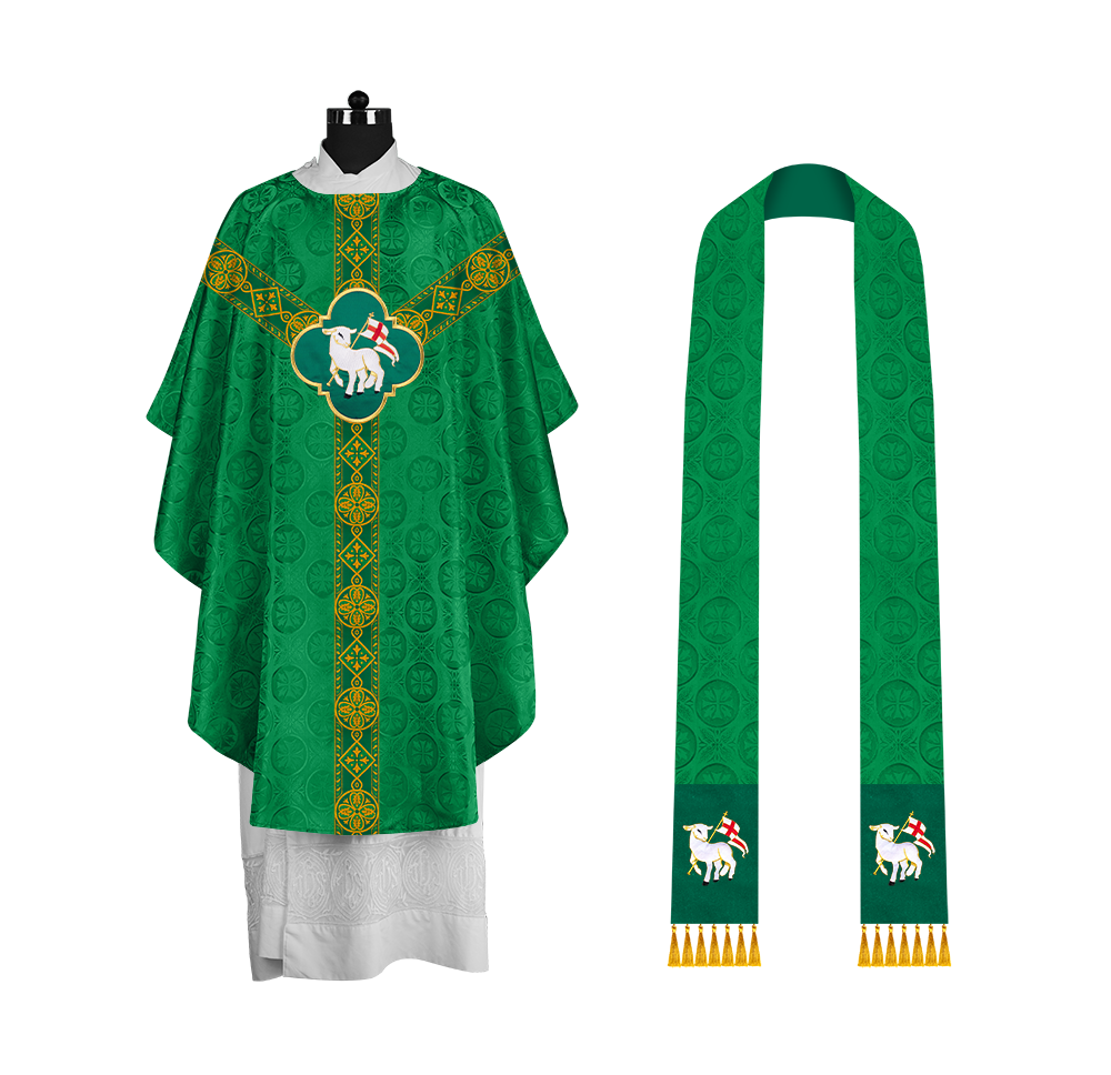 Gothic Liturgical Chasuble with Woven Braids and Spiritual Motif