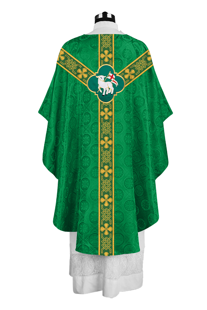 Pastor Chasuble with Embroidered Motif and Braided Orphrey