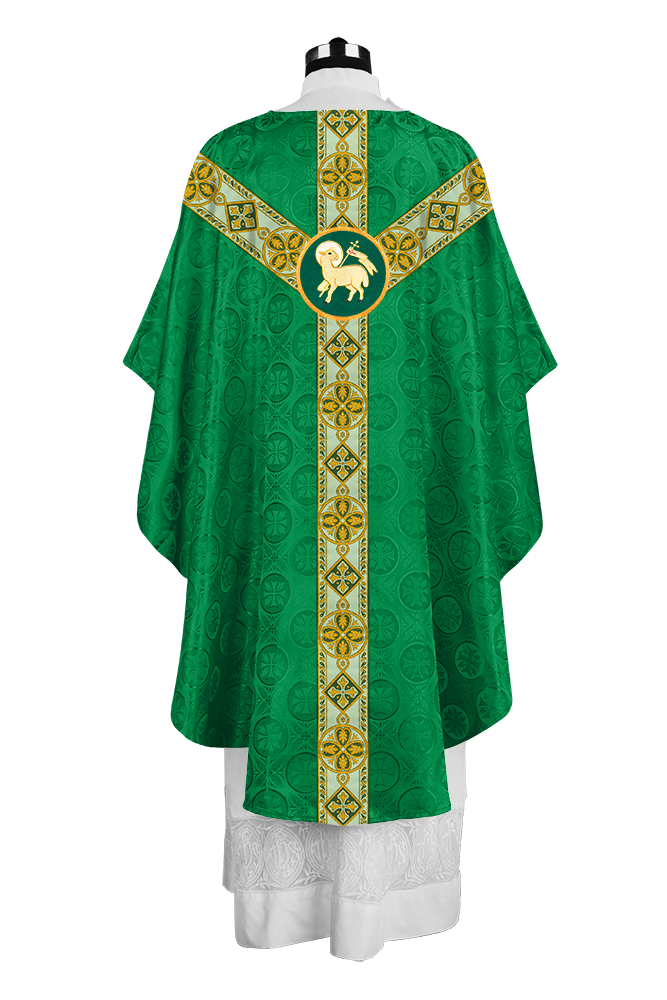 Elegant Gothic Chasuble with Ornate Braided Orphrey
