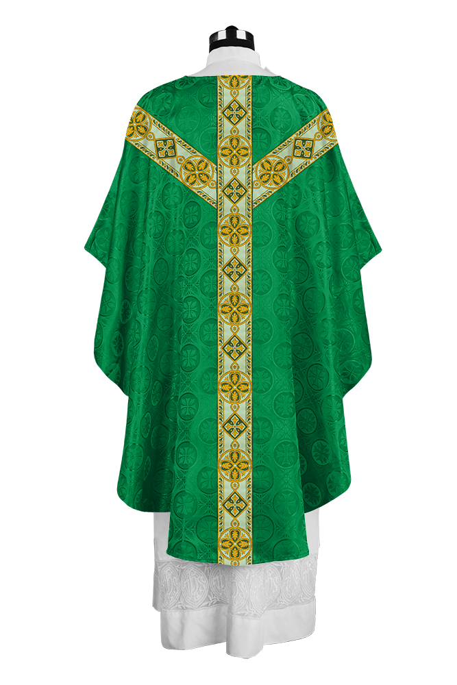Elegant Gothic Chasuble with Ornate Braided Orphrey