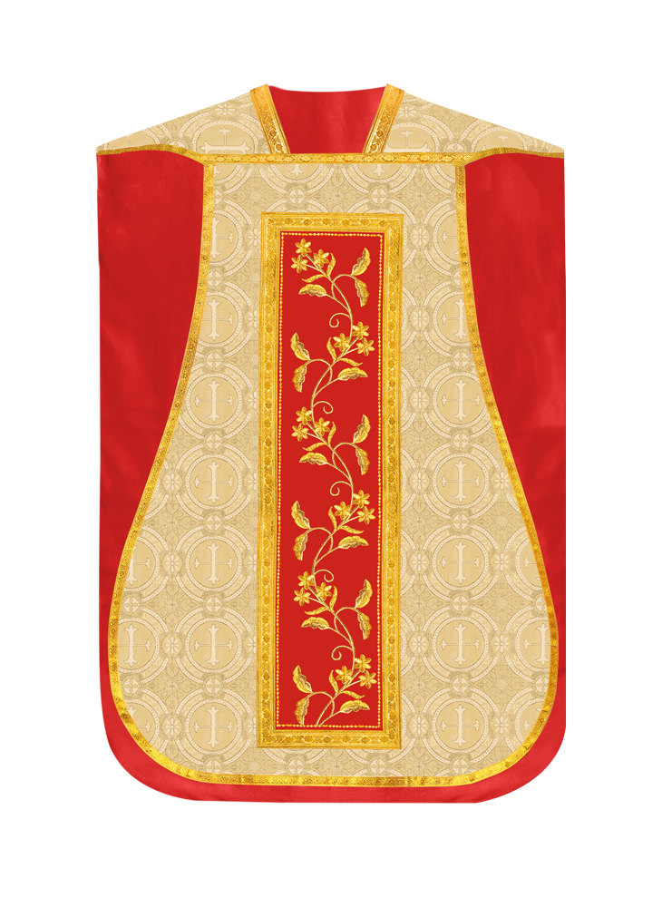 Elegant Roman chasuble vestment - Floral collection