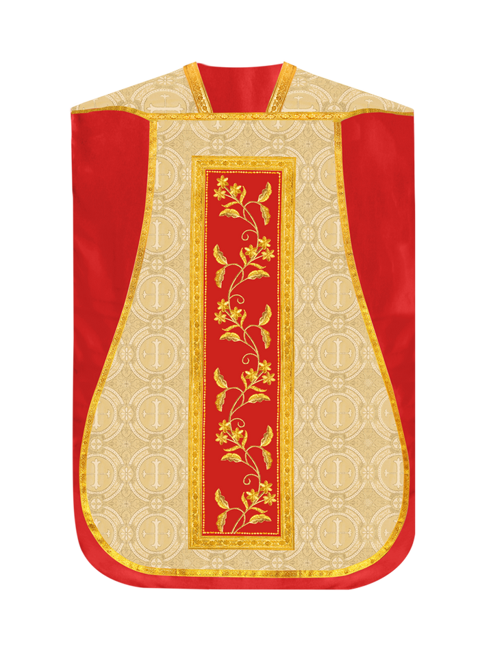 Elegant Roman chasuble vestment - Floral collection