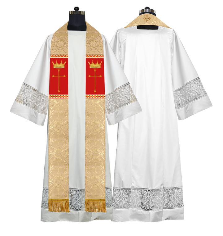 Pastor Clergy Stole with Spiritual Cross and Crown Embroidery