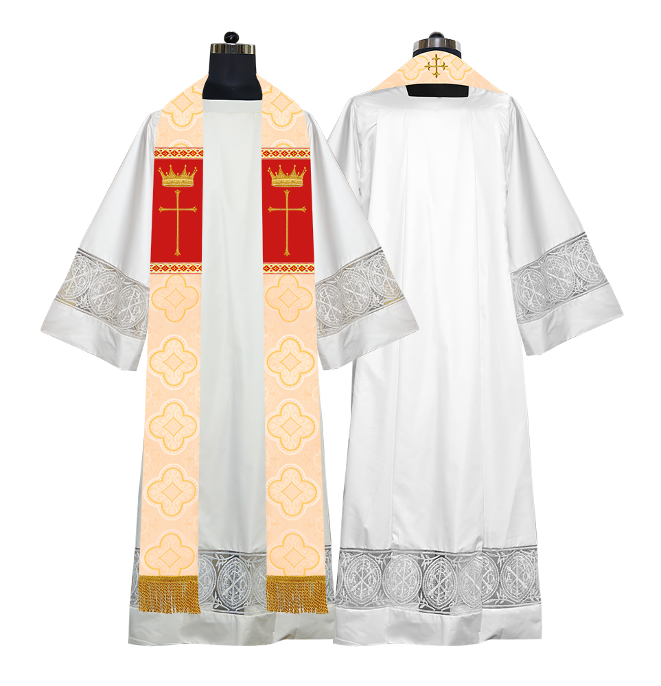 Pastor Clergy Stole with Spiritual Cross and Crown Embroidery