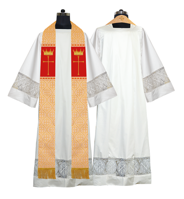 Pastor Clergy Stole with Spiritual Cross and Crown Embroidery