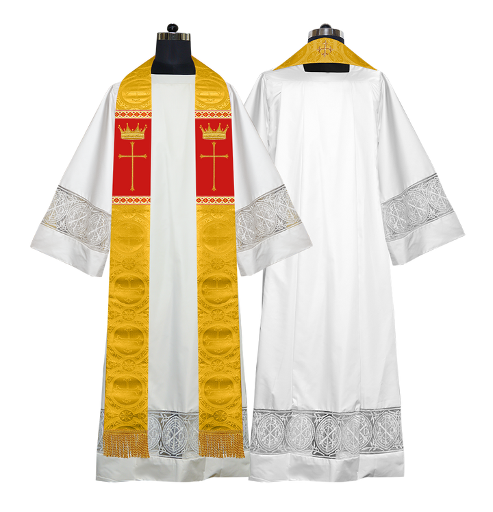 Pastor Clergy Stole with Spiritual Cross and Crown Embroidery