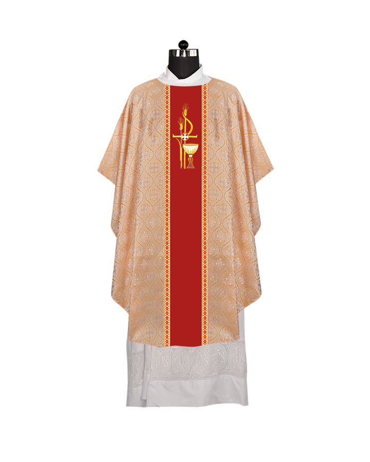 GOTHIC CHASUBLE WITH SPIRITUAL MOTIF AND TRIMS