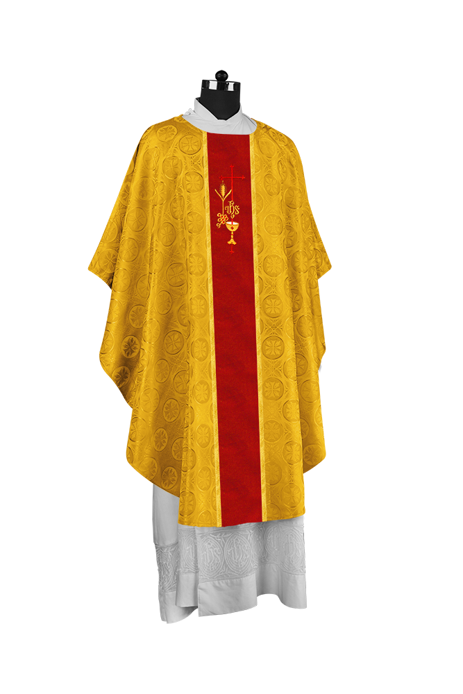 Gothic Chasuble with Elegant Embroidered Liturgical Motif