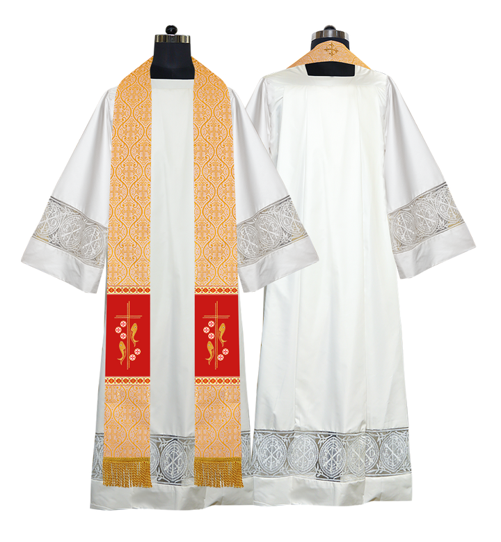 Clergy Stole with Embroidered Fish and Loaves