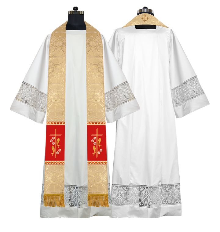 Clergy Stole with Embroidered Fish and Loaves