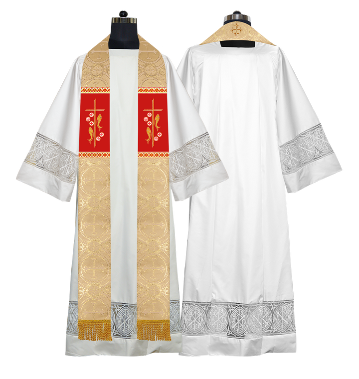 Clergy Stole with Embroidered Fish and Loaves