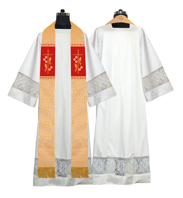 Clergy Stole with Embroidered Fish and Loaves