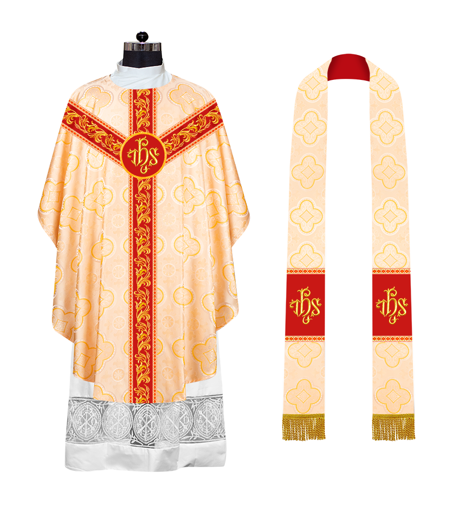 GOTHIC CHASUBLE VESTMENTS WITH ORNATE EMBROIDERY AND TRIMS