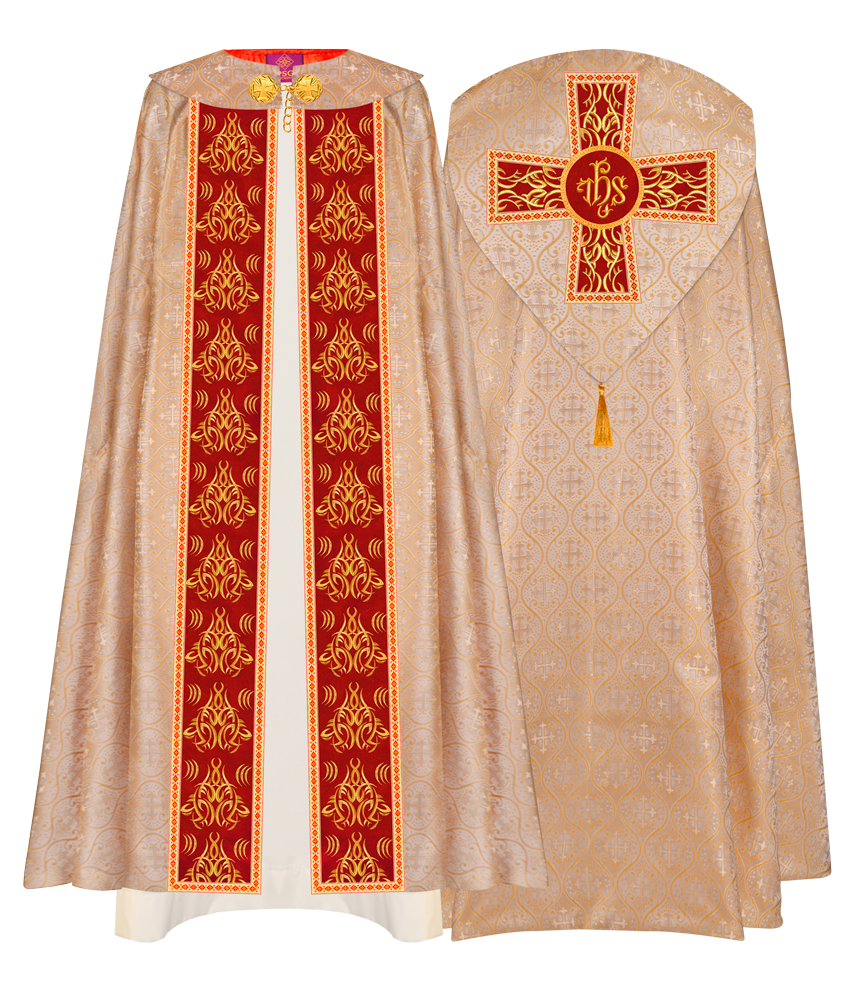 GOTHIC COPE VESTMENTS WITH LITURGICAL EMBROIDERY AND TRIMS