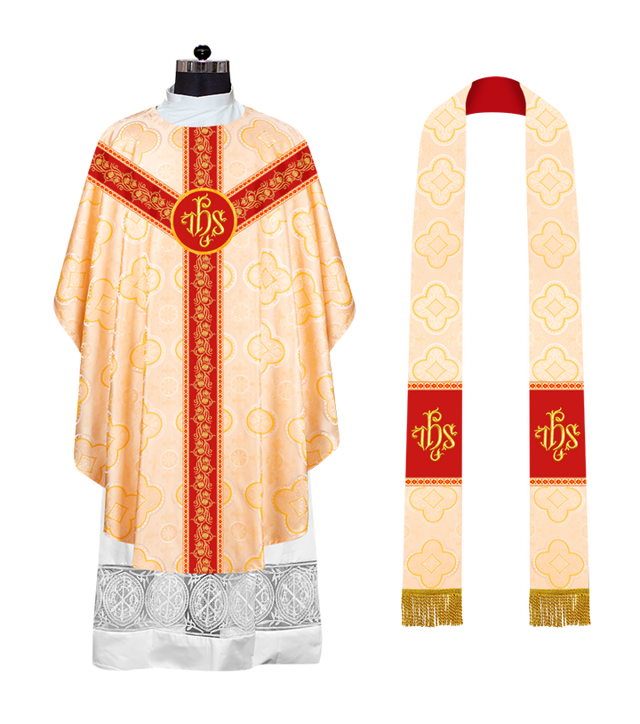 EMBROIDERED GOTHIC CHASUBLE ADORNED WITH GRAPES DESIGN