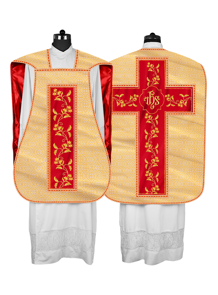Roman Chasuble vestment with Floral Design and Trims