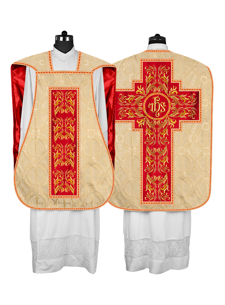 Roman Chasuble Vestment  with Woven Braids and Trims