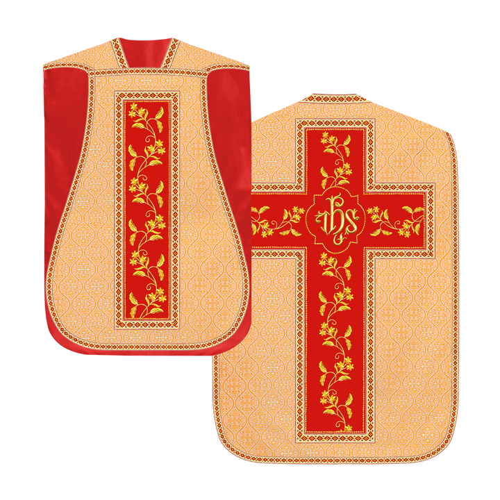 Roman Chasuble vestment with Floral Design and Trims