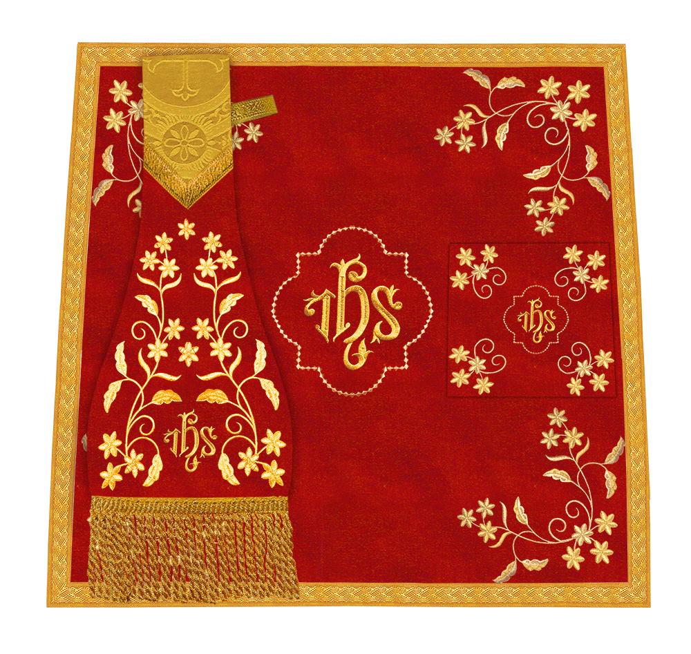 Beautiful mass set with golden embroidery - Floral collection