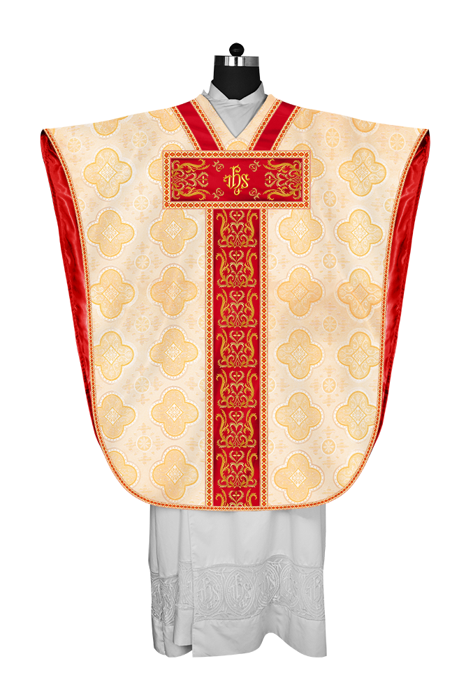 BORROMEAN CHASUBLE VESTMENT ENHANCED WITH MOTIFS AND TRIMS