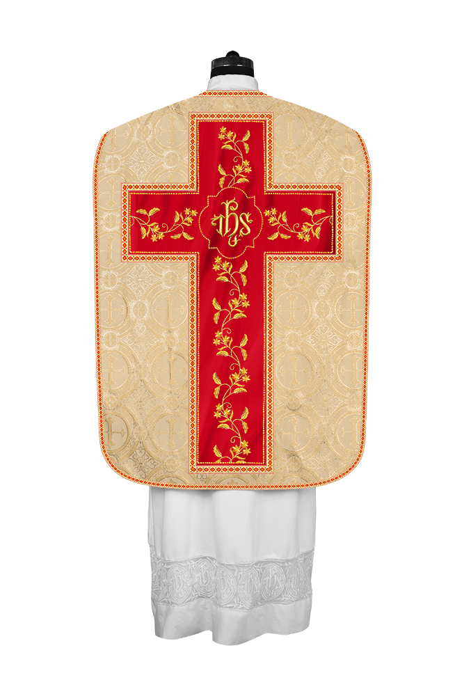 Roman Chasuble vestment with Floral Design and Trims