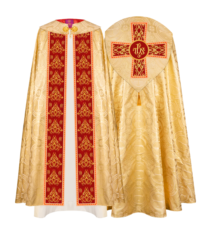 GOTHIC COPE VESTMENTS WITH LITURGICAL EMBROIDERY AND TRIMS