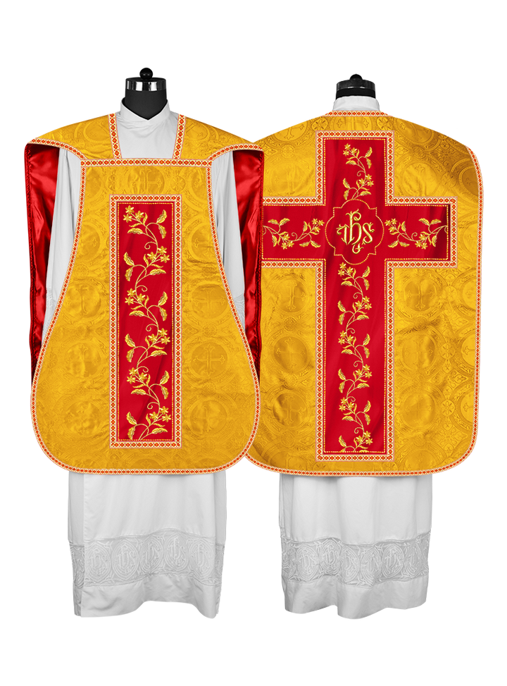 Roman Chasuble vestment with Floral Design and Trims
