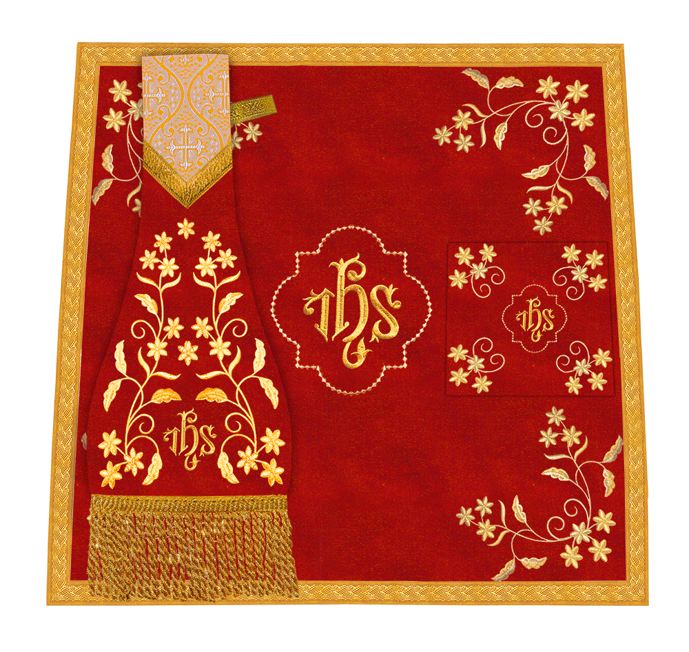 Beautiful mass set with golden embroidery - Floral collection