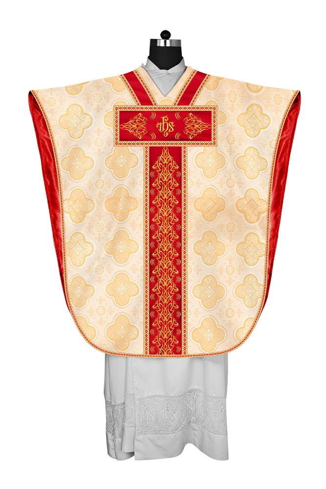 BORROMEAN CHASUBLE VESTMENT WITH BRAIDED ORPHREY AND TRIMS