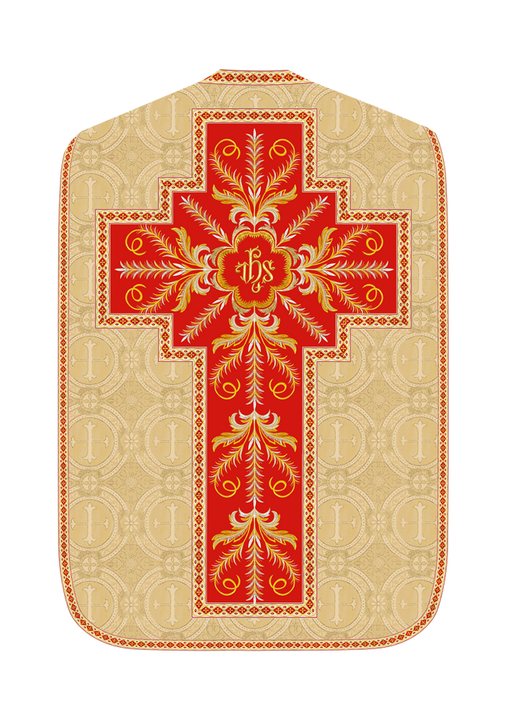 Roman Chasuble Vestment with Detailed Orphrey