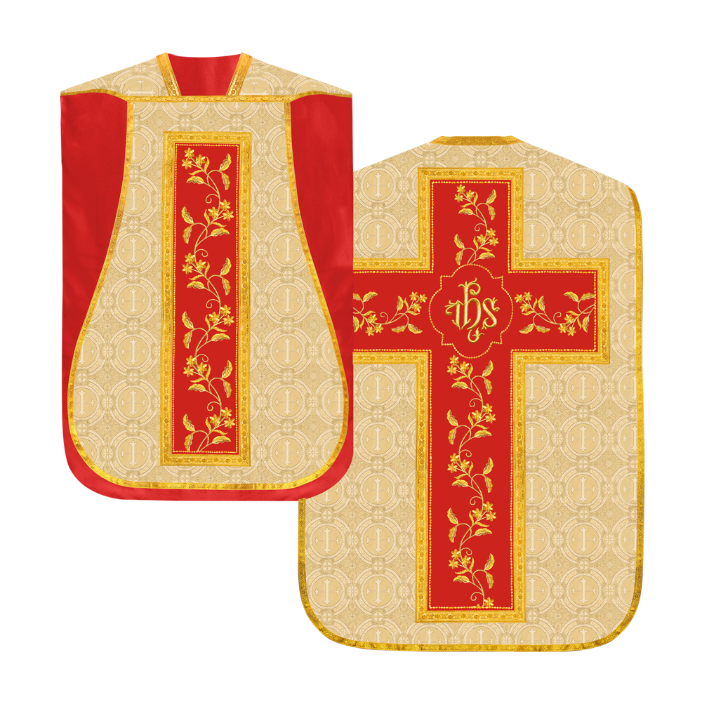 Elegant Roman chasuble vestment - Floral collection