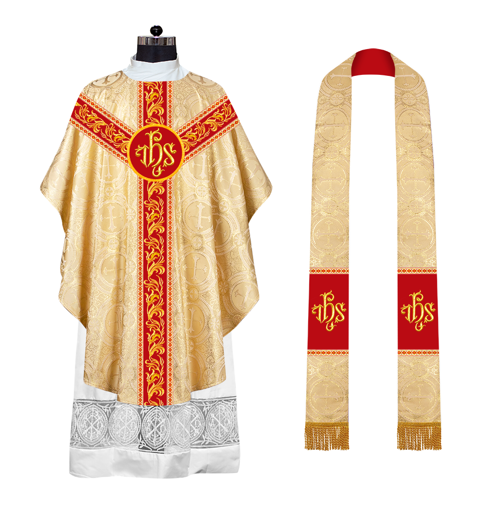 GOTHIC CHASUBLE VESTMENTS WITH ORNATE EMBROIDERY AND TRIMS