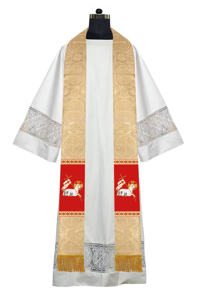 Embroidered Lamb Liturgical Clergy Stole