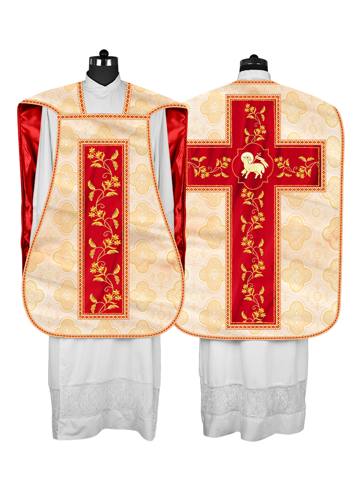 Roman Chasuble vestment with Floral Design and Trims