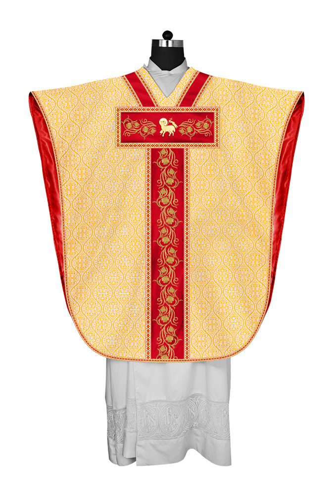 BORROMEAN CHASUBLE VESTMENT WITH GRAPES EMBROIDERY AND TRIMS
