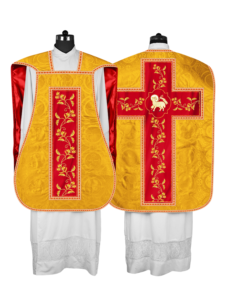 Roman Chasuble vestment with Floral Design and Trims
